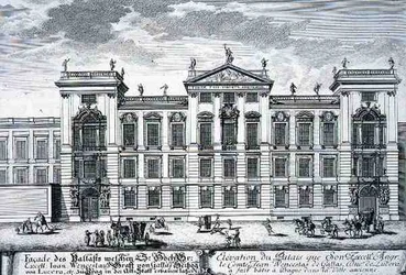 ヨハン・アダム・デルゼンバッハ（1687-1765）が1721年に彫った「Entwurf einer historischen Architektur」より、プラハのヨハネ・ウェンセスラス伯爵邸。