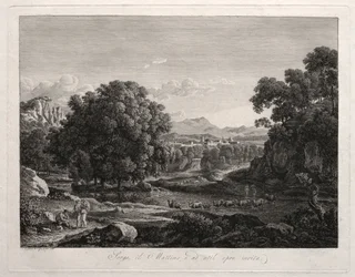 英雄的風景：川を渡る牛、1795年。