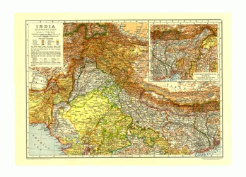 インド北部の地図、1910 年頃