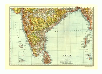 インド南部の地図、c1910