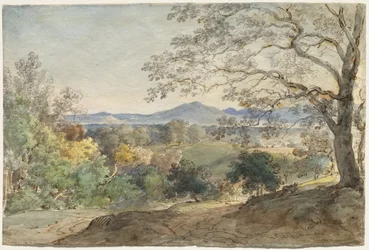 インの谷を越えてアルプスとノイボイアーンの眺め、c. 1790年。