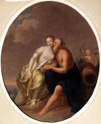 川の神とニンフ（川の神とニンフ）。 Johann Heinrich Wilhelm Tischbein (1751-1829) (Goethe-Tischbein または Goethe Tischbein とも呼ばれる) による絵画。 キャンバスに油彩