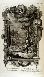 スイスの学者による「Physica Sacra」の銅版画。 ヨハン・ヤコブ・ショイツァー
