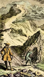 古生物学: スイスの博物学者ヨハン・ヤコブ・ショイツァー (1672-1733) は、化石のおかげで、スイスの山岳地帯で大洪水の痕跡を発見しました。 「Museum Diluvianum」からの彫刻