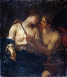 平和のアレゴリー。 （平和の寓話）。 2 人の女性の間の友情。 Johann Karl Loth (1632-1698) の絵画。 キャンバスに油彩。 プーシキン美術館、モスクワ
