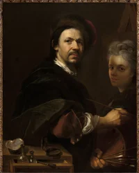 Autoportrait avec sa femme - 妻のいる自画像 - Jan (Johann) Kupecky (Kupetzky) (1667-1740).油彩・キャンバス