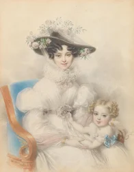 ナッソー ヴァイルブルクのヘンリエッタ王女 (1797 年～1829 年) と娘のマリア (1829 年)。