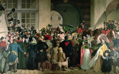 1809年11月27日、オーストリアのフランシスコ1世（神聖ローマ帝国の2世）（1768〜1835）のプレスバーグへの帰還、1828〜32（encaustic）