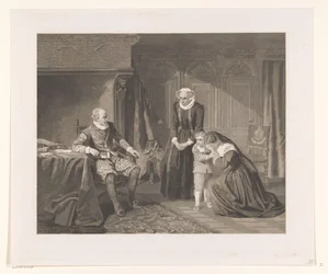 Reinier van Oldenbarnevelt の母親、妻、息子がマウリッツに慈悲を乞う、1623 年