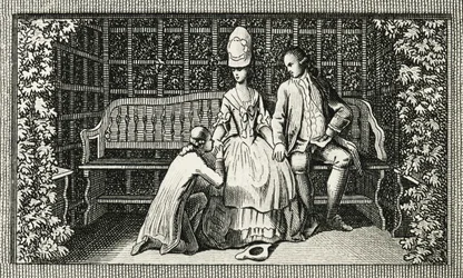若いヴェルターの悲しみ、ヨハン ヴォルフガング フォン ゲーテ (1749-1832)、ドイツ、18 世紀の小説に触発された彫刻