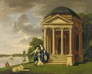デイヴィッド・ギャリック（1717-79）と彼の妻、ハンプトンのシェイクスピアへの寺院、1762年頃（キャンバスに油彩）