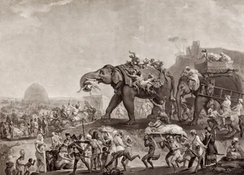 1788年にパウナ経由でアウデのヴィジエからカルカッタまでハイデルベック大使館、コーンウォリス卿に会うため、pub.c.1800（メゾティント）