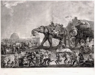 1788年にハイダベック大使館からパドナ経由でアウデのヴィジエからカルカッタへ、コーンウォリス卿に会うため、c。 1800