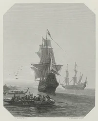 アベル・タスマンのニュージーランド到着、1642～1643年、1865年頃