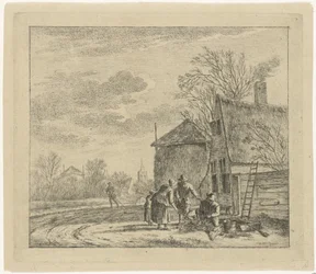 農場と干し草の納屋のある風景 11月 The Twelve Months (シリーズタイトル) 12ヶ月のカラードローイング (...) (シリーズタイトル)