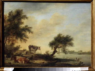 「群れのいる風景」（群れのいる風景） ヤン・ヤンソン（1729-1784）作 18世紀 国立美術館、トゥーラ、ロシア