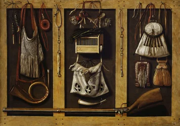 狩猟用具のある静物、c。 1660年。