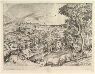 ベルギーの馬車 Plaustrum Belgicum（『大いなる風景』より） 1555-56年頃