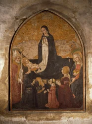 イタリア、ミラノ、聖マリア教会、塔の礼拝堂、子を抱く聖母、フレスコ画
