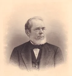 アメリカ人彫刻家アンドリュー・ヴァリック・スタウト（1835-1906）の肖像、F・E・ジョーンズによる彫刻（「レディース・リポジトリ」より）、1870年頃、アメリカ