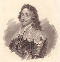 カリニャーノ公爵トーマス・フランシス・オブ・サヴォイ（1596-1656）の肖像、ヴァンディックの絵画からG・フシナティによる銅版画