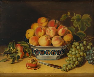 静物：桃とブドウ、ca。 1825年。