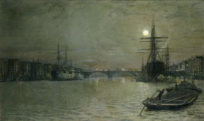 1884年の夜のプールとロンドンブリッジ