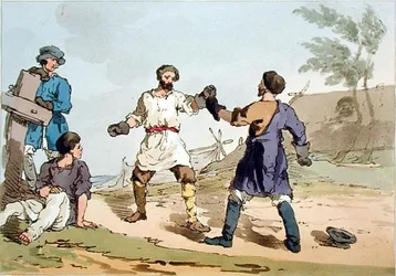 ボクシング、画家によるエッチング、1804年発行（カラーリトグラフ