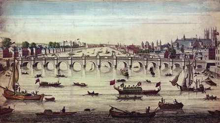 ウェストミンスター橋、西向き、J。ボウルズ発行、1747年