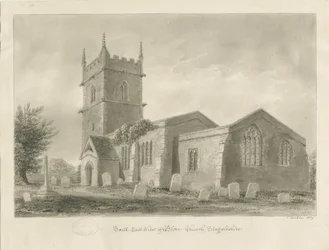 Blore Church：セピア色のデッサン、1839年