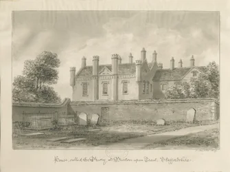 Burton-upon-Trent - Priory House: sepia drawing