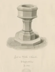 フォントストークアポントレント教会：セピア色の描画