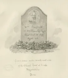 Leek Church - 墓石：セピア画