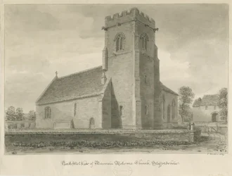 Mavesyn Ridware Church：セピアの絵、1839年