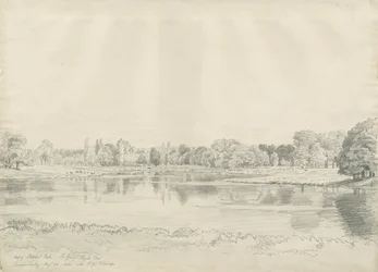 パトシュルハウス-公園とプール：鉛筆画、1820年8月25日