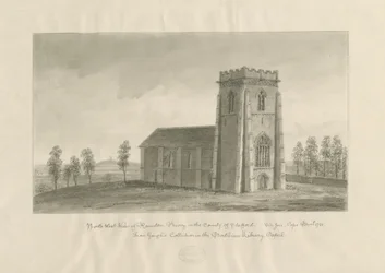 ラントン修道院[小修道院]：セピア色のデッサン、nd [1770-1851]（ドローイング）