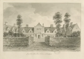 Stafford - Alms Houses: sepia drawing