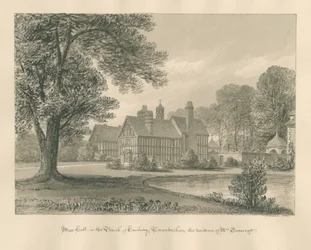 Worcestershire - Hanbury - Meer Hall: sepia drawing