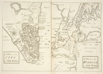 Holkham MS 109 F 41, plans of city and harbour of New York, c.1740 (engraving)