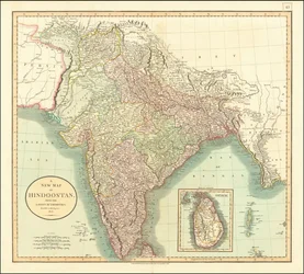 1806年ジョン・ケーリーによるインド地図