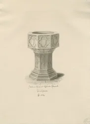 リッチフィールド-聖チャド教会のフォント：セピア色の絵