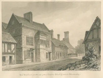 Worcesteshire-Droitwich-Workhouse：セピア色の描画