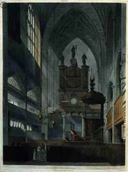 ジョン・ヒル（1770-1850）が彫刻し、ウィリアム・ミラーが出版した「Bath Illustrated by a Series of Views」より、アビーの内部。