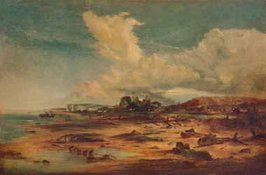 教会のある海岸の風景、c1824