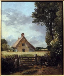 小麦畑の中のコテージジョン・コンスタブル（1776-1837）の絵画
