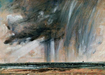 海上の暴風雨、雨雲のある海景習作、1824-1828年頃、22.2 x 31 cm