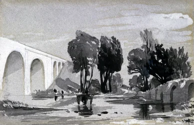 ブライス高架橋、ハンプトン・イン・アーデン、c.1838（ペンとインク、紙で洗う）