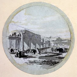 ビルディング、ロンドン＆バーミンガム鉄道、c.1838（ペンとインク、紙に洗う）