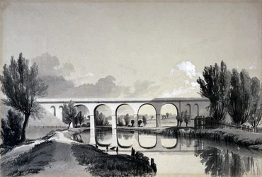 1837年6月5日、ハートフォードシャー、ワトフォード、コルネ高架橋（ペンとインクで紙に洗う）