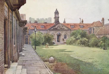 失われたロンドンレディ・ダクレのアルムハウス、ガーデン・フロント（カラーリトグラフ）